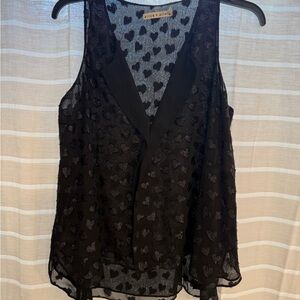 Alice + Olivia Black Sheer Heart Blouse